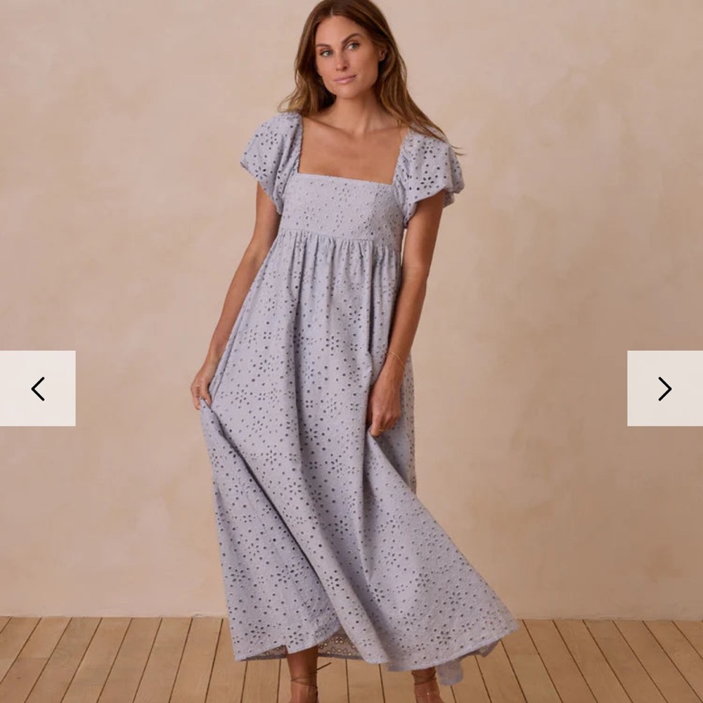 Elegant Lavender Eyelet Maxi Dress